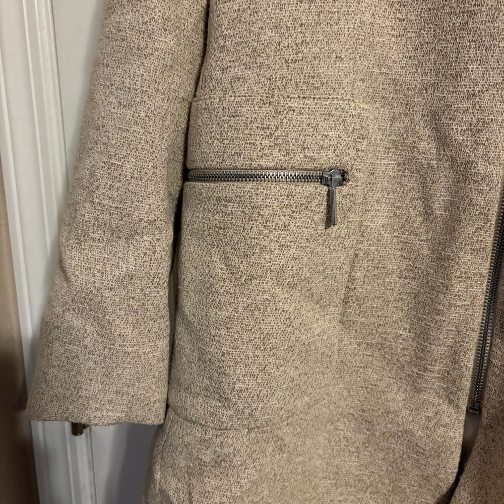 Zara Basic Collection Beige Front Zip Flecked Fro… - image 4